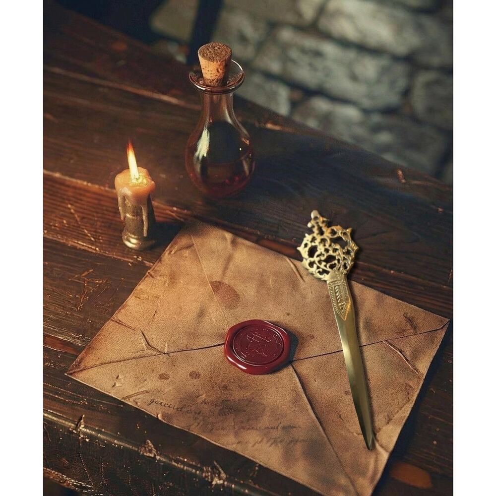 Antique Gold Brass Letter Opener – Handmade Desk Accessory